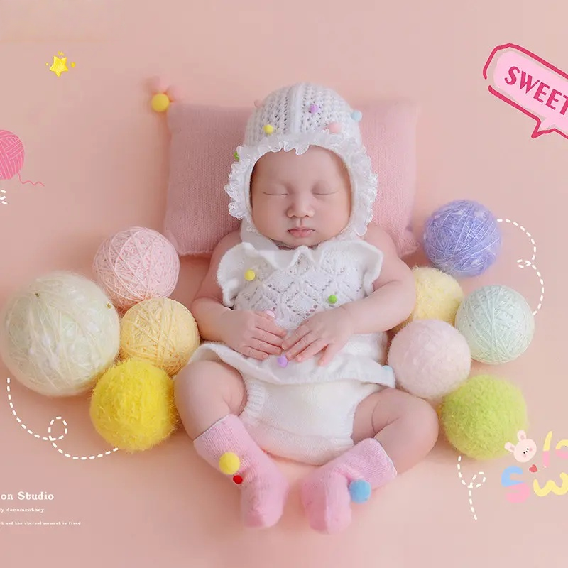 Colorful Knitting Balls Theme Set - Newborn Photography Props - Image 2